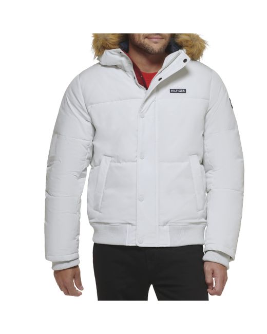 Tommy Hilfiger Gray Arctic Cloth Quilted Snorkel Bomber Jacket for men