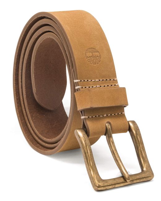 Timberland Brown Mens 38mm Icon Nubuck Boot Leather Belt for men