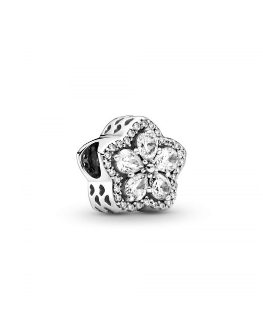 Pandora White Timeless Sparkling Snowflake Sterling Silver Charm With Clear Cubic Zirconia