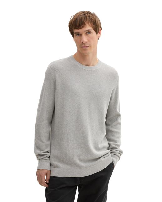 Tom Tailor Basic Strickpullover aus Baumwolle in Gray für Herren