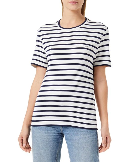 Gant White Striped SS T-Shirt