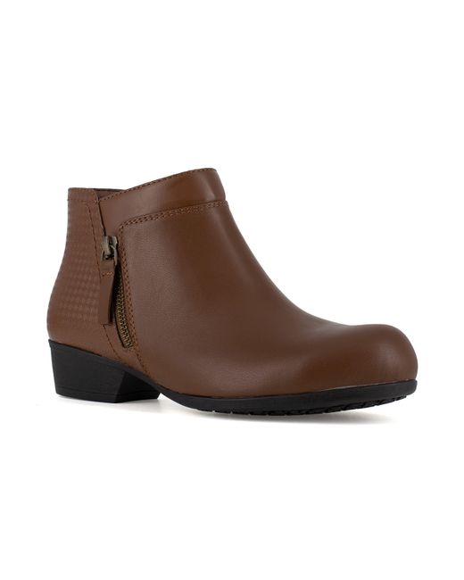 Rockport Brown Work Carly Work Safety Toe Bootie