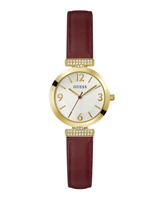 Guess Red Strap White Dial Gold Tone