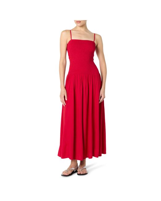 The Drop Red 's Florencia Smocked Bodice Linen Maxi Dress