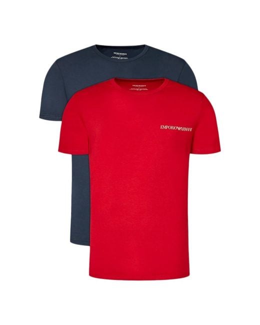 Lot de 2 Tshirts Stretch Emporio Armani pour homme en coloris Red