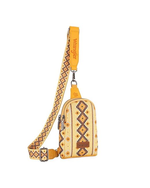 Wrangler Metallic Aztec Sling Bag Southwest Crossbody Bags Trendy Chest Bag