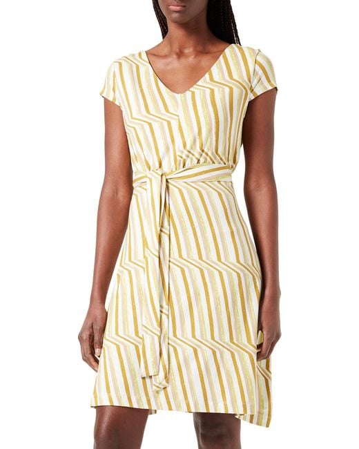 Tom Tailor Natural 1026052 Gemustertes Jersey-Kleid mit Bindegürtel