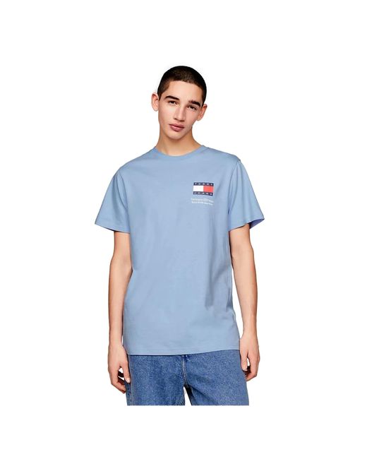Tommy Hilfiger Blue Tjm Slim Essential Flag Tee Ext Dm0dm18263 S/s T-shirt for men