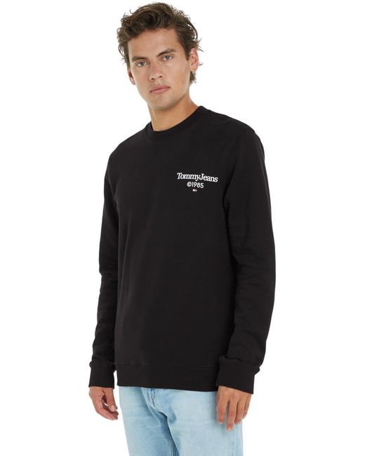 Tommy Hilfiger Black Tjm Reg Entry Graphic Crew Sweatshirts for men