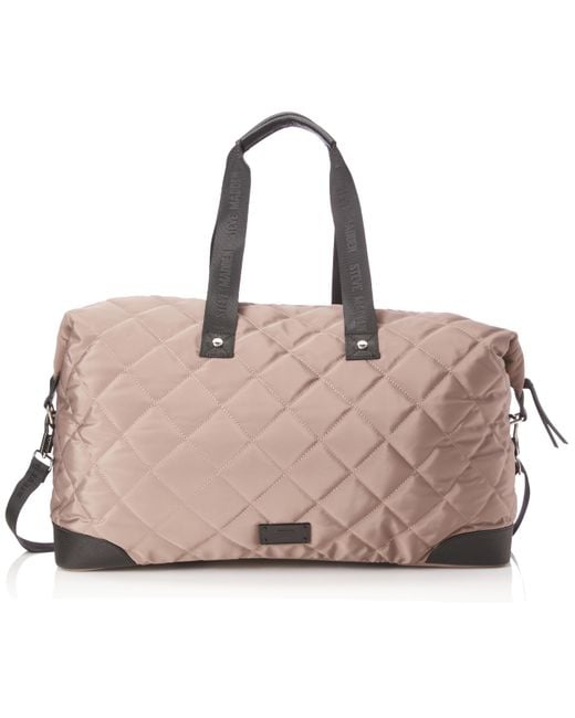 Steve Madden Pink Amos Nylon Quilted Weekender