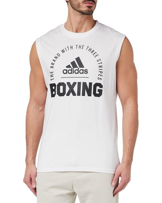 Community 21 Sleeveless T-Shirt Boxing di Adidas in White