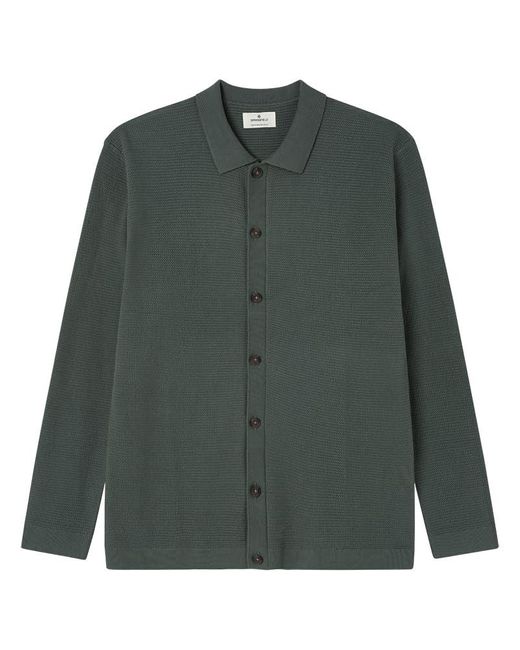 GG12 Structure Knitted Cardigan with Polo Collar Springfield de hombre de color Green