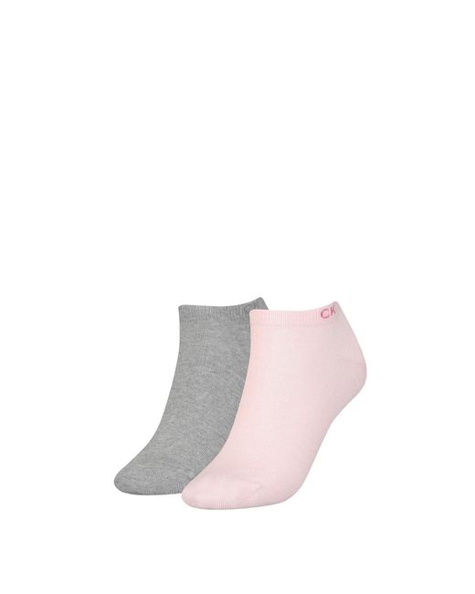 Calvin Klein Pink 2 Pack Ankle Trainer Socks Combo Cotton