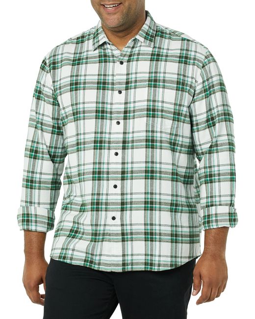 Amazon Essentials Green Regular-fit Long-sleeve Flannel Shirt for men