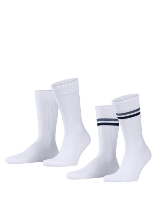 Esprit Tennis Stripe 2-pack Duurzaam Biologisch Katoen Dun Patroon 2 Paar Sokken in het White voor heren