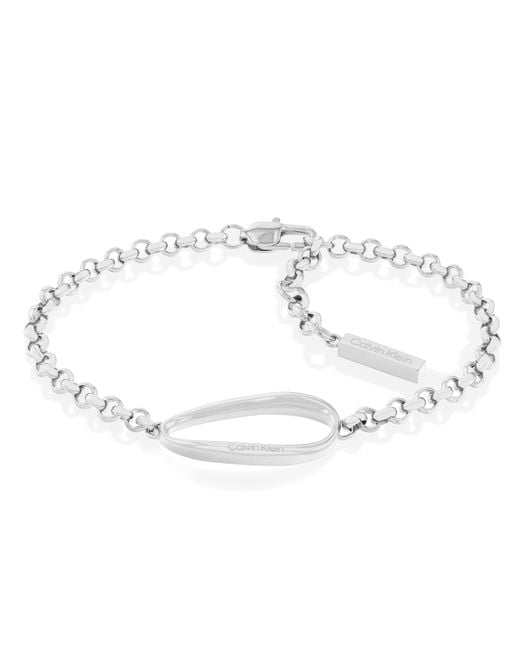 Calvin Klein Metallic Women's Playful Organic Shapes Collection Chain Bracelet Stainless Steel - 35000357