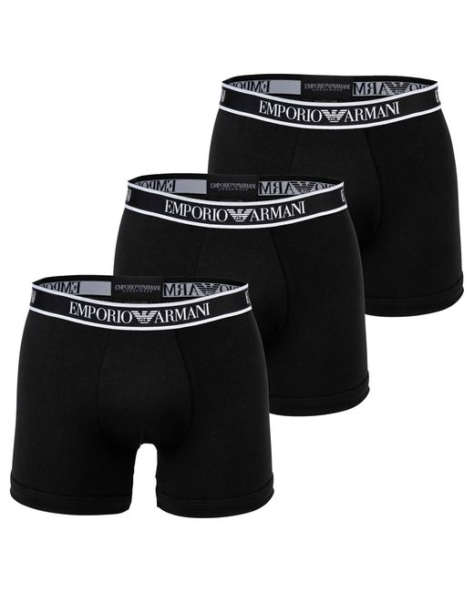 Emporio Armani Stretch Cotton Core Logoband 3-Pack Boxer in Black für Herren