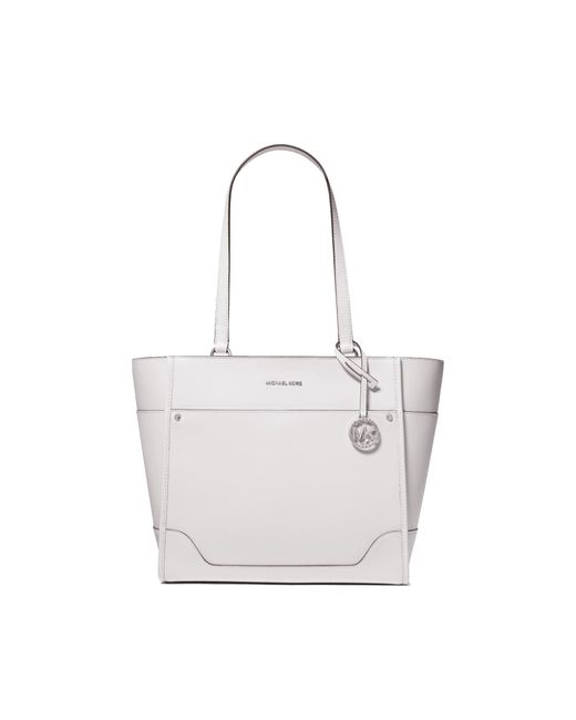 Michael Kors White Handbag For Women Harrison Shoulder Bag Large Tote Bag In Leather