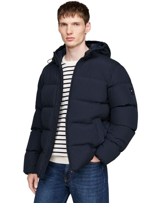 Tommy Hilfiger Daunengefüllte Puffer-Jacke Mit Kapuze in Blue für Herren