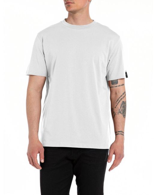 Replay White T-Shirt Kurzarm aus Baumwolle