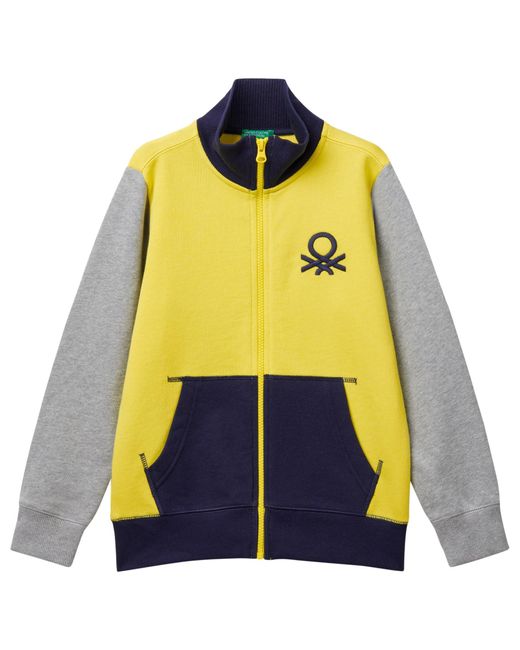 Giacca M/L 3J68C501B Felpa Senza Cappuccio di Benetton in Yellow da Uomo