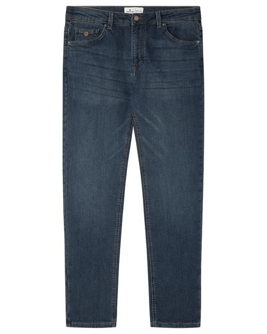 Springfield Slim 5 Zakken Denim Van Donker Gebreid Met Plooien Aan De Voorkant in het Blue voor heren