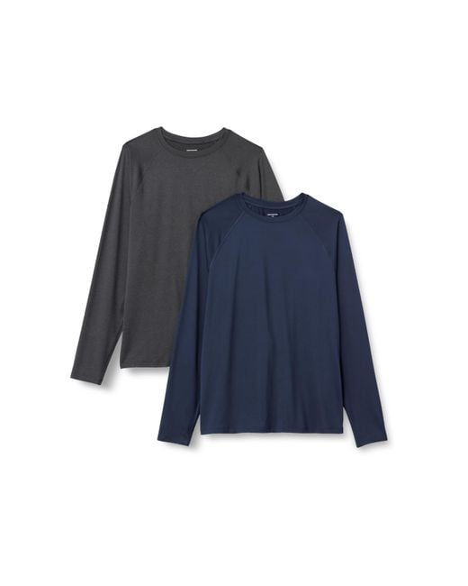 Amazon Essentials Langärmeliges T-Shirt aus Tech-Stretch in Blue für Herren