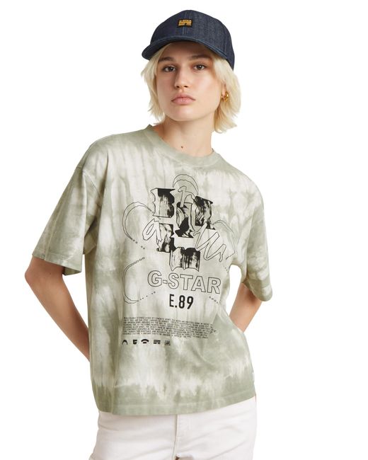 Graphic Overdyed Loose R T Wmn T-Shirt di G-Star RAW in White
