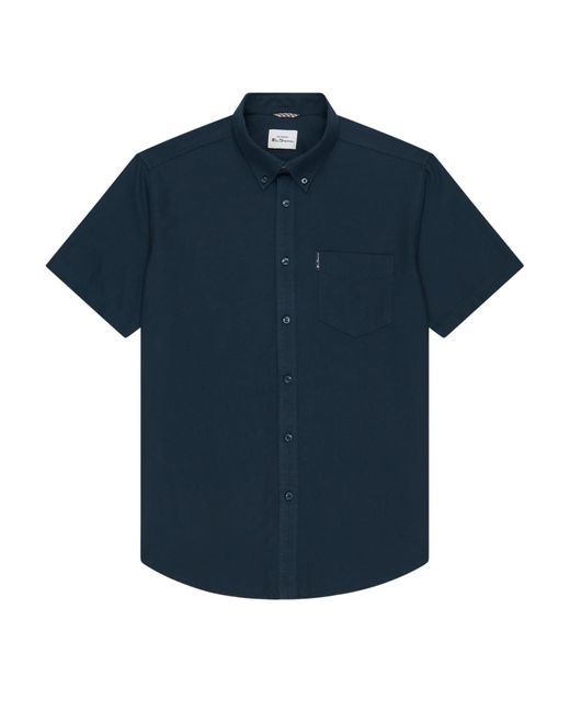 Ben Sherman Blue S Big Size Short Sleeve Organic Cotton Oxford Shirt for men