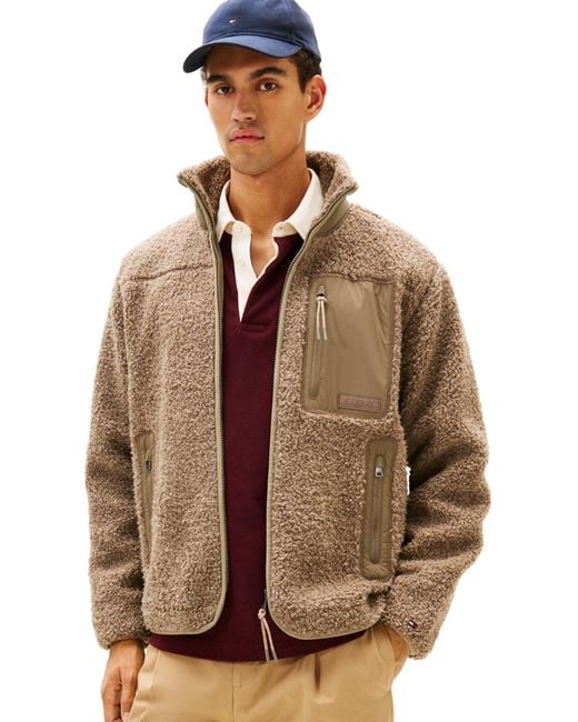 Tommy Hilfiger Teddy Fleece Rits Through Mw0mw40420 Zip Through Sweatshirt in het Brown voor heren