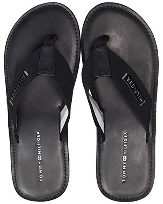 Tommy Hilfiger ELEVATED LEATHER BEACH SANDAL Zehentrenner in Black für Herren