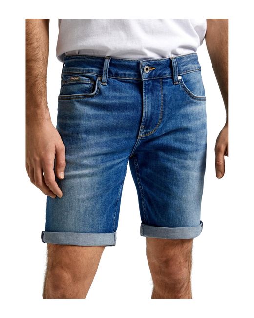 Slim Short Pepe Jeans pour homme en coloris Blue