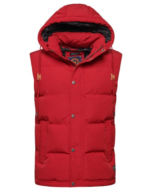 Superdry Everest Steppweste mit Kapuze Tiefrot XL in Red für Herren