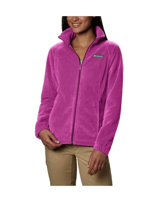 Columbia Fleece Plus Size Benton Springs Full Zip Jacket in Fuchsia