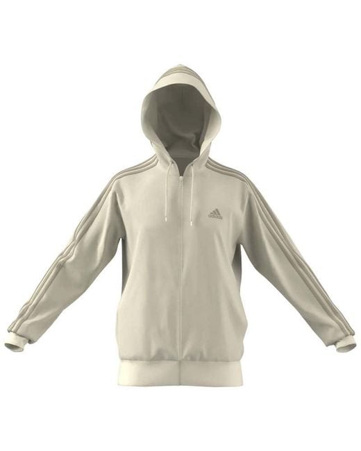 Adidas White Essentials French Terry 3-stripes Full-zip Hoodie for men
