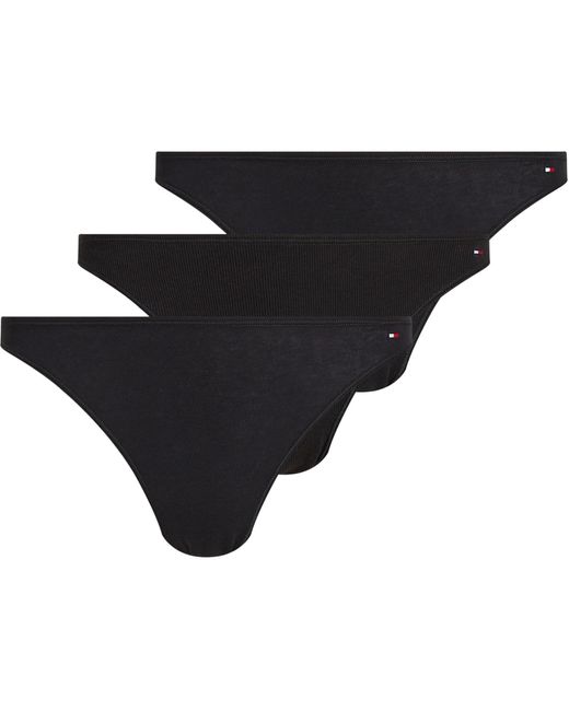 Tommy Hilfiger Black 's 3 Pack Ribbed Bikini Briefs