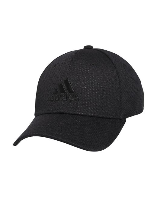 Adidas Black Zags 2.0 Structured Mid Crown A-flex Stretch Fit Hat for men
