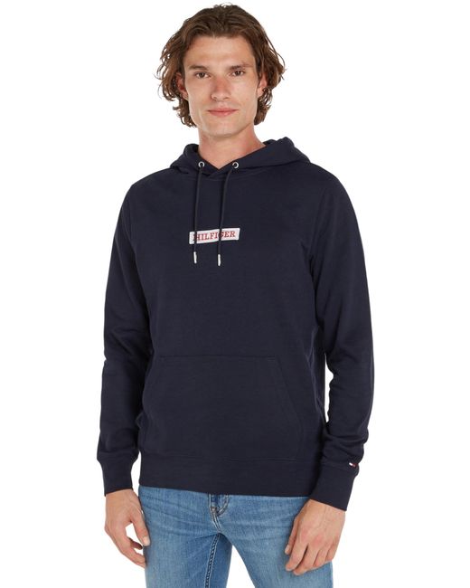 Tommy Hilfiger Blue Monotype Box Hoody Mw0mw34379 for men