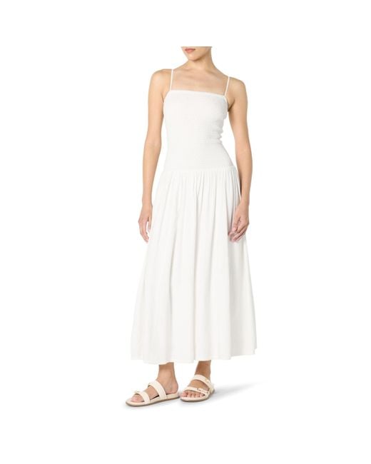 The Drop White 's Florencia Smocked Bodice Linen Maxi Dress