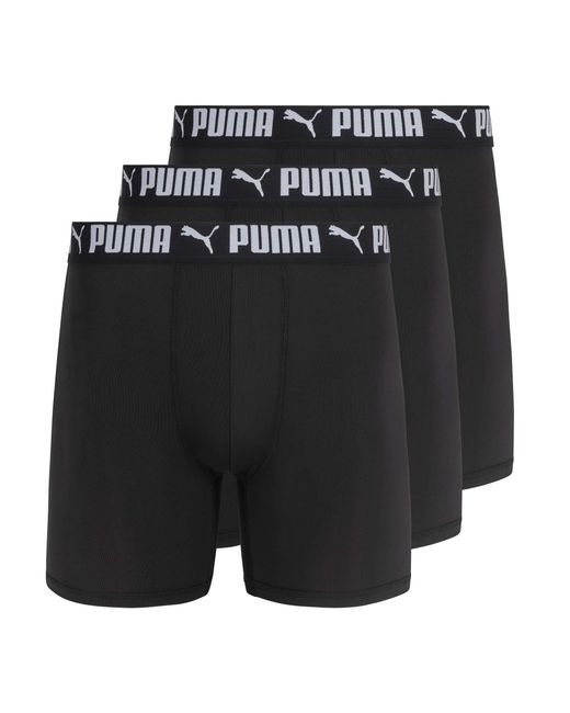 PUMA Black 3 Pack Athletic Fit Boxer Briefs for men
