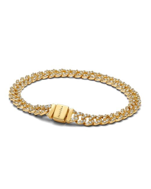 16 - Pulsera de plata de ley con aleación de metal chapado en oro y Pandora de color Metallic