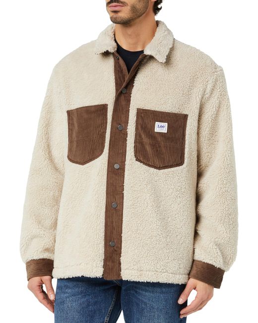 Lee Jeans Sherpa Overshirt Jacket in Natural für Herren