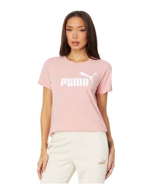 PUMA Pink Essentials Logo Short Sleeve Tee