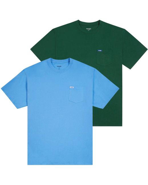 Wrangler Green Shirt Big And Tall - 2 Pack Short Sleeve Cotton Tee With Chest for men