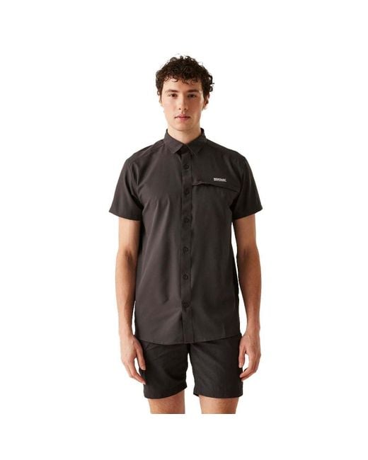 Camicia a iche Corte Ripiegabile da Uomo di Regatta in Black da Uomo