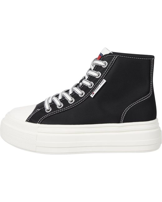 Tommy Hilfiger Black Flatform Sneaker Foxing High Top