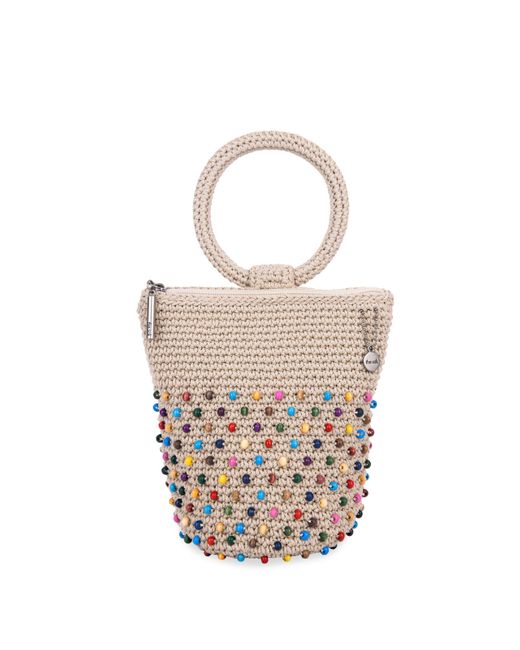 The Sak White Ayla Ring Handle Pouch In Crochet