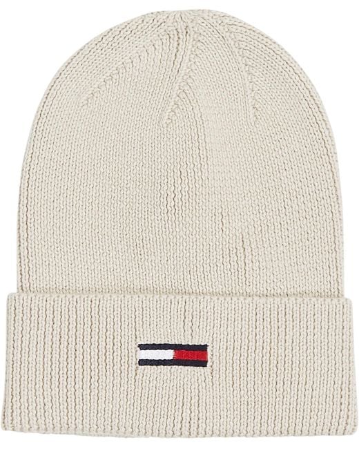 Tommy Hilfiger Natural Flag Logo Knitted Beanie Hat