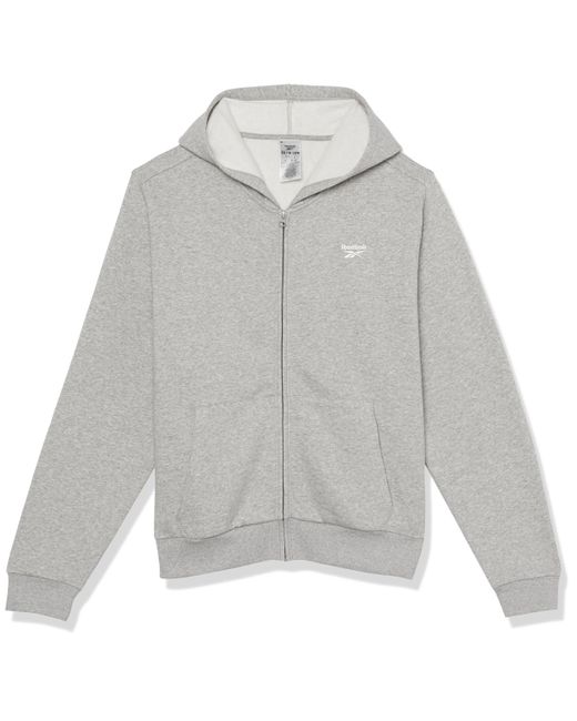 Reebok Gray Plus Size Identity Small Logo Fleece Full Zipper Hoodie