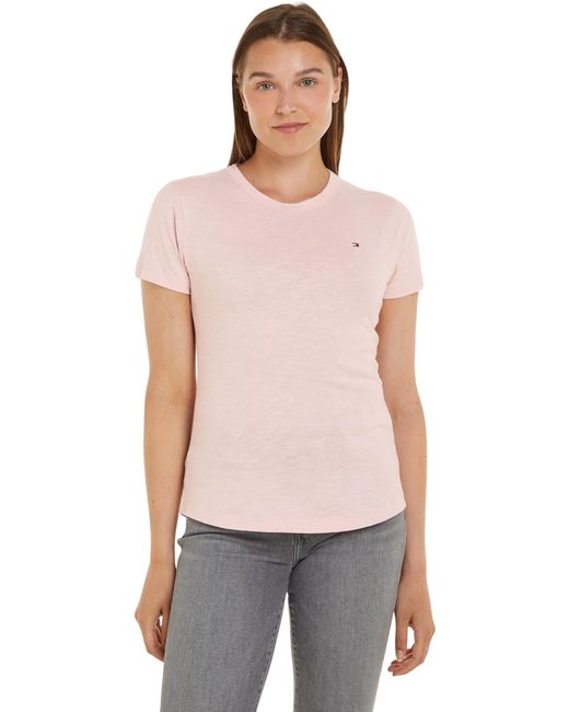Camiseta de ga Corta para Mujer 1985 Slub Slim Fit Tommy Hilfiger de color Pink